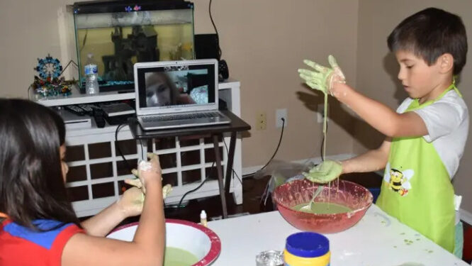 Kids Playing with Slime
